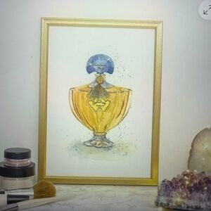 Shalimar Guerlain, Fragrance Painting, Perfume Bottle, Watercolor Print, Art